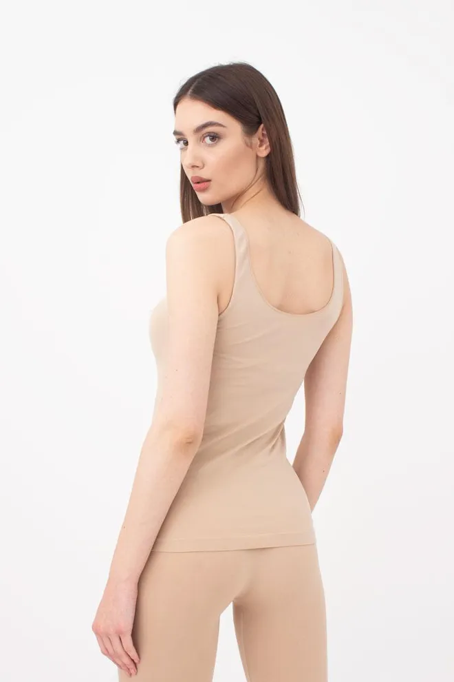 Майка жіноча безшовна на широких бретелях Tank Giulia (naturale), бежевий