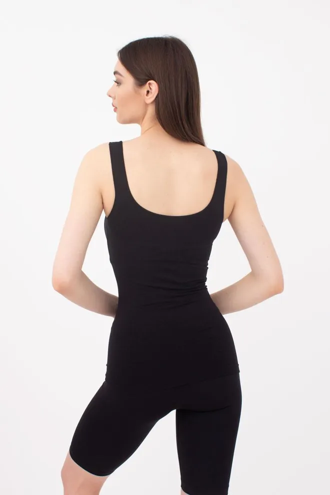 Майка жіноча безшовна на широких бретелях Tank Giulia (black), чорний