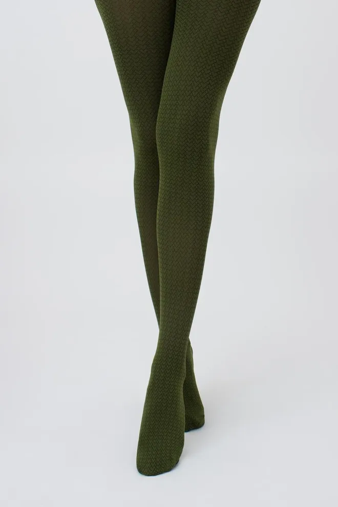 Колготки з геометричним малюнком Tati 100 den model 2 Giulia (chive)