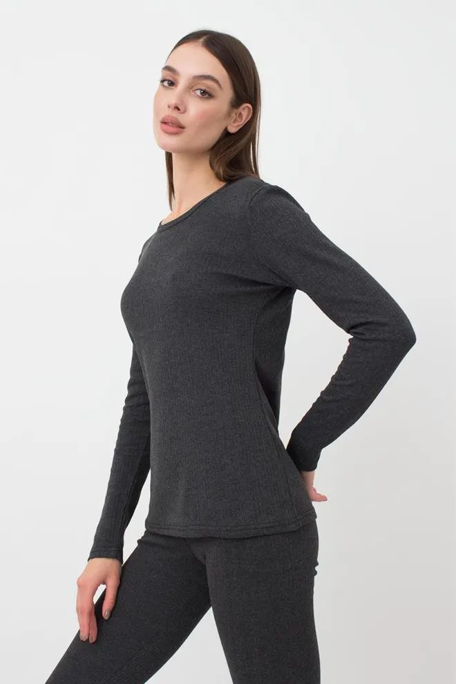Термофутболка женская в рубчик Thermo Sport 4905/190 Giulia (dark grey)