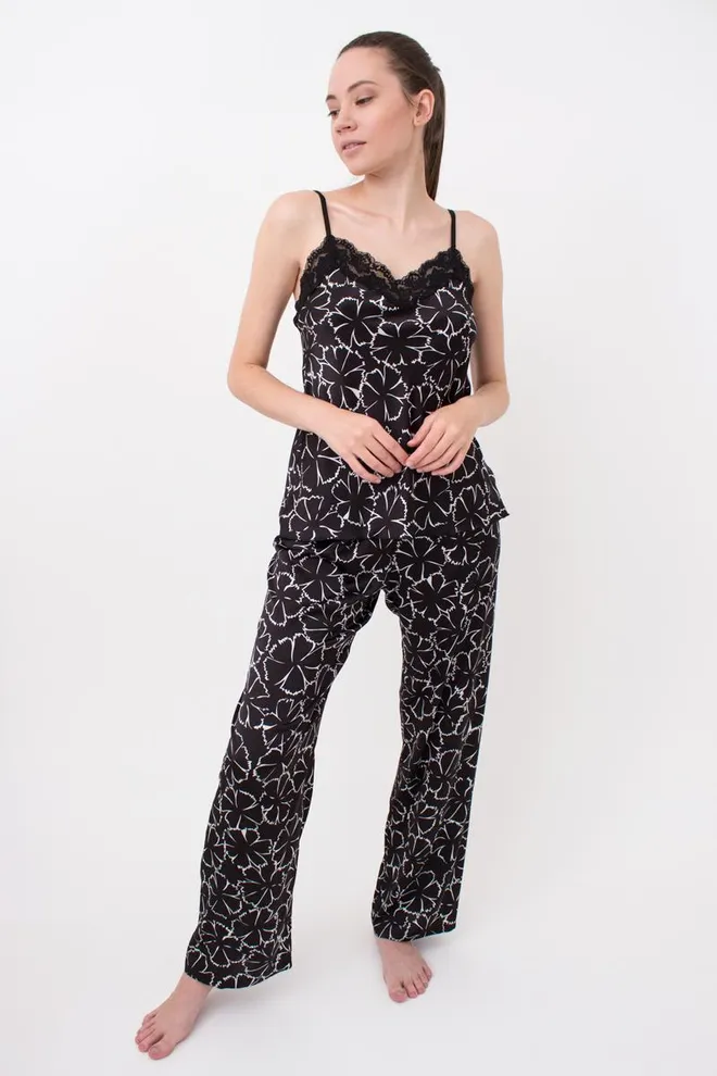 Пижама женская майка и штаны Tiziana 5003/051 Giulia (black/white clove)