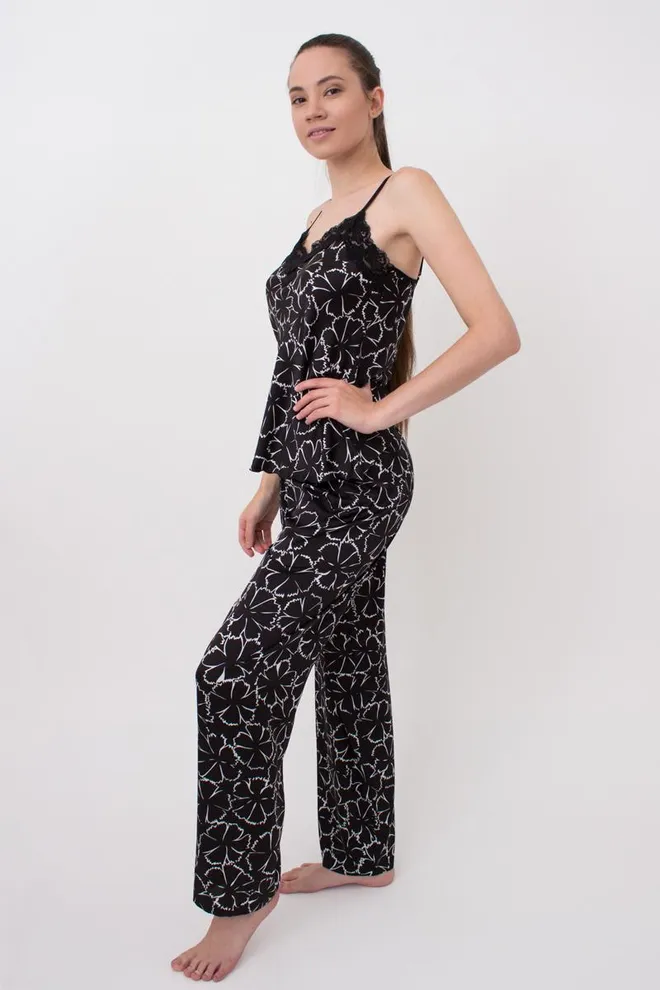 Пижама женская майка и штаны Tiziana 5003/051 Giulia (black/white clove)