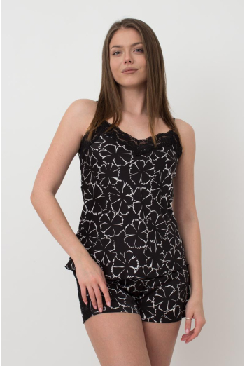 Піжама жіноча з шортами Tiziana 6032/051 Giulia (black/white clove)