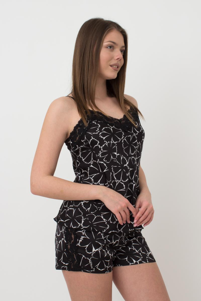 Піжама жіноча з шортами Tiziana 6032/051 Giulia (black/white clove)
