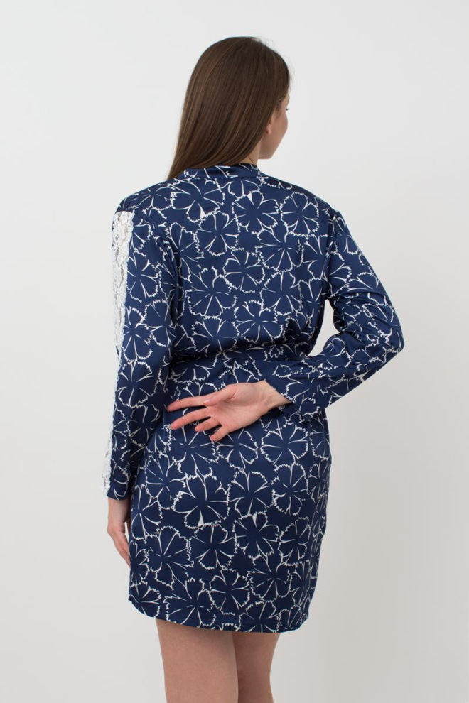Халат жіночий з мереживом TIZIANA 7327/051 Giulia (navy/white clove), синій