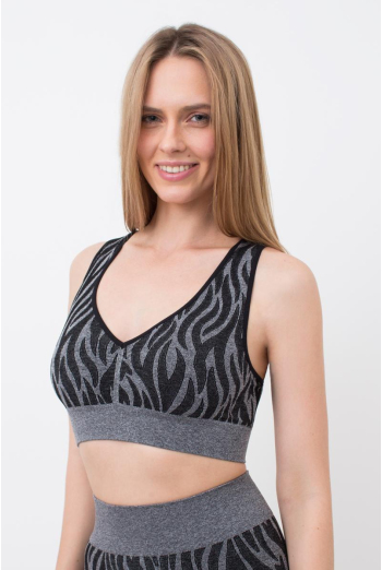 Безшовний топ з анімалістичним принтом Top Animal Melange 01 Giulia (nero), чорний Безшовний топ з анімалістичним принтом Top Animal Melange 01 Giulia (nero), чорний