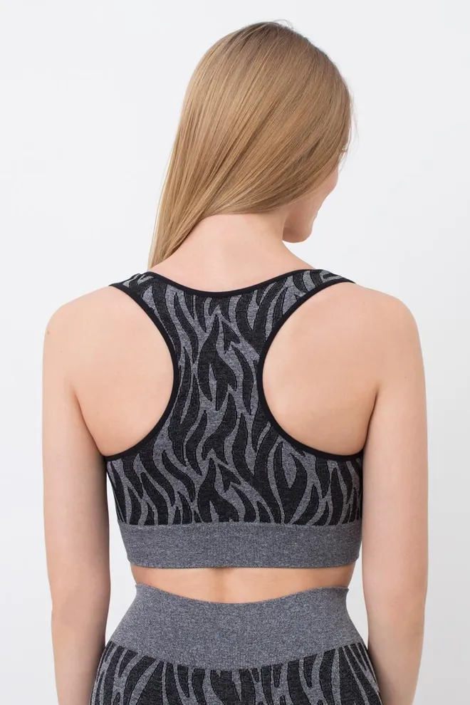 Безшовний топ з анімалістичним принтом Top Animal Melange 01 Giulia (nero), чорний