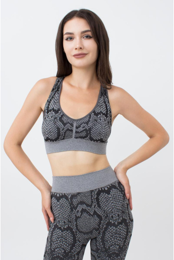Безшовний топ з анімалістичним принтом Top Animal Melange Giulia (poppy seed), сірий Безшовний топ з анімалістичним принтом Top Animal Melange Giulia (poppy seed), сірий