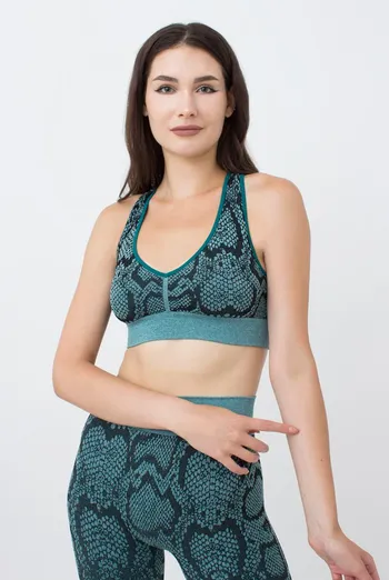 Бесшовный топ с анималистичным принтом Top Animal Melange Giulia (harbor blue), зеленый Бесшовный топ с анималистичным принтом Top Animal Melange Giulia (harbor blue), зеленый