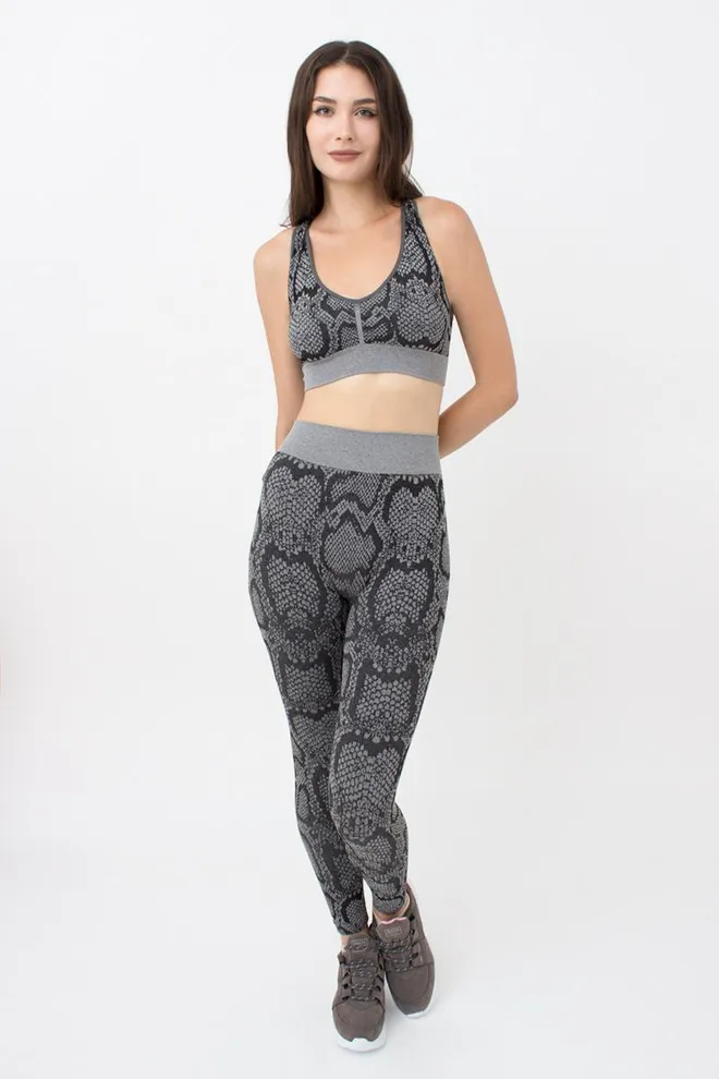 Безшовний топ з анімалістичним принтом Top Animal Melange Giulia (poppy seed), сірий