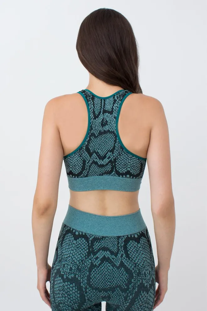 Безшовний топ з анімалістичним принтом Top Animal Melange Giulia (harbor blue), зелений