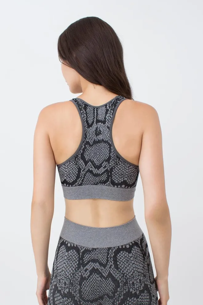 Безшовний топ з анімалістичним принтом Top Animal Melange Giulia (poppy seed), сірий