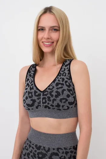 Безшовний топ з анімалістичним принтом Top Animal Melange 03 Giulia (black), чорний Безшовний топ з анімалістичним принтом Top Animal Melange 03 Giulia (black), чорний