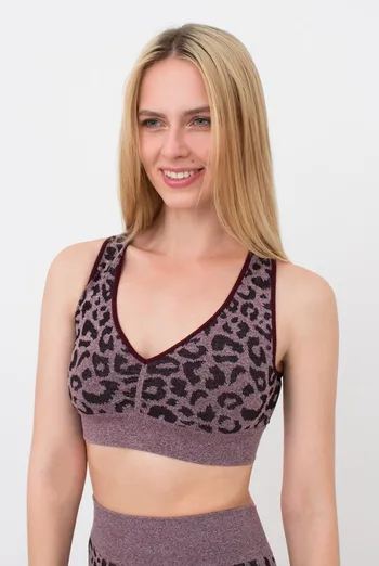 Безшовний топ з анімалістичним принтом Top Animal Melange 03 Giulia (marsala), бордовий Безшовний топ з анімалістичним принтом Top Animal Melange 03 Giulia (marsala), бордовий