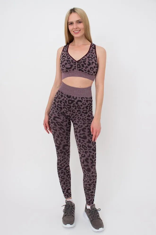 Безшовний топ з анімалістичним принтом Top Animal Melange 03 Giulia (marsala), бордовий