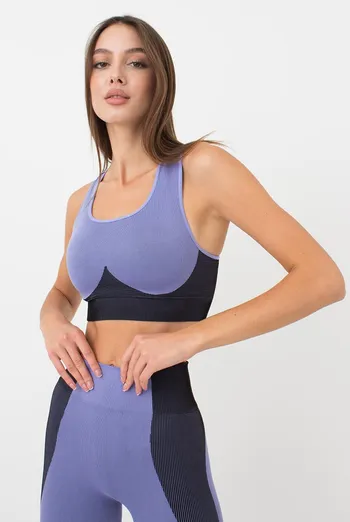 Безшовний топ зі вставкою у рубчик Top Color Block Giulia (very peri)