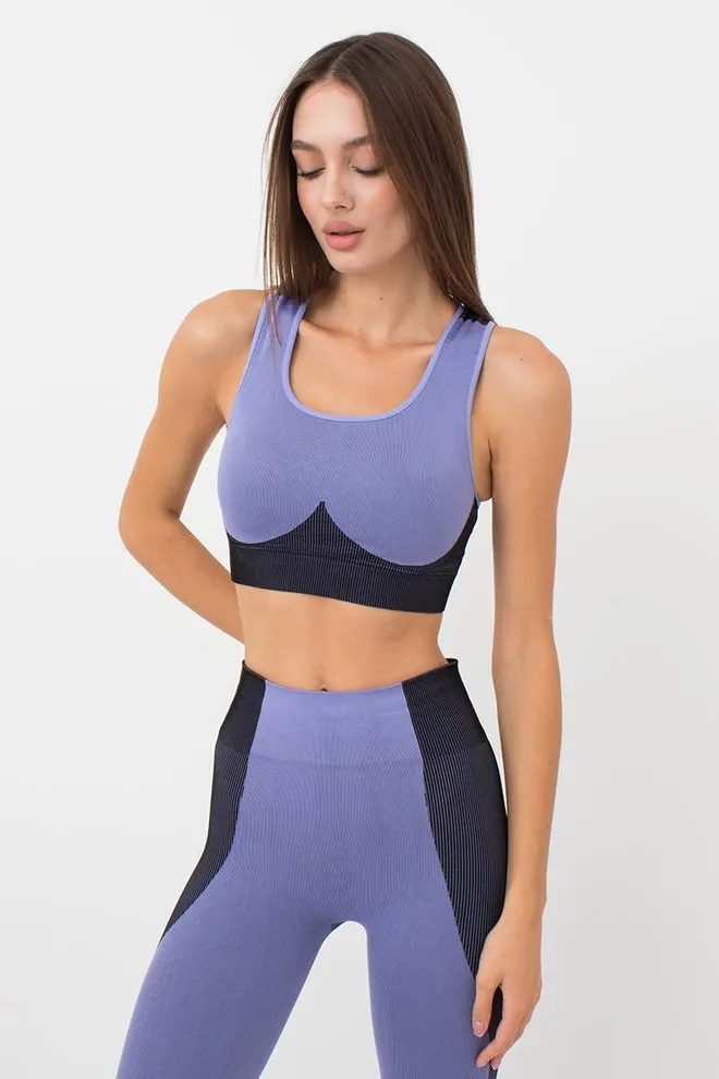 Безшовний топ зі вставкою у рубчик Top Color Block Giulia (very peri)