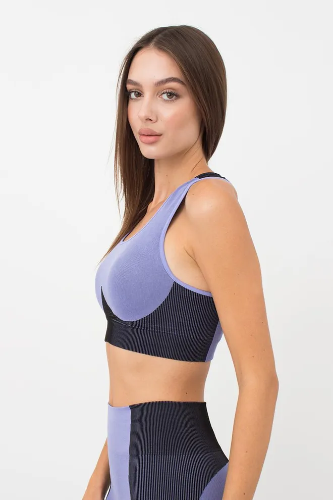 Безшовний топ зі вставкою у рубчик Top Color Block Giulia (very peri)