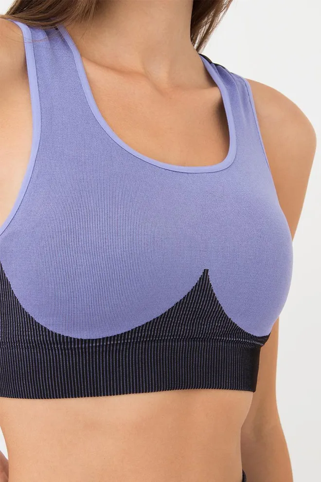 Безшовний топ зі вставкою у рубчик Top Color Block Giulia (very peri)