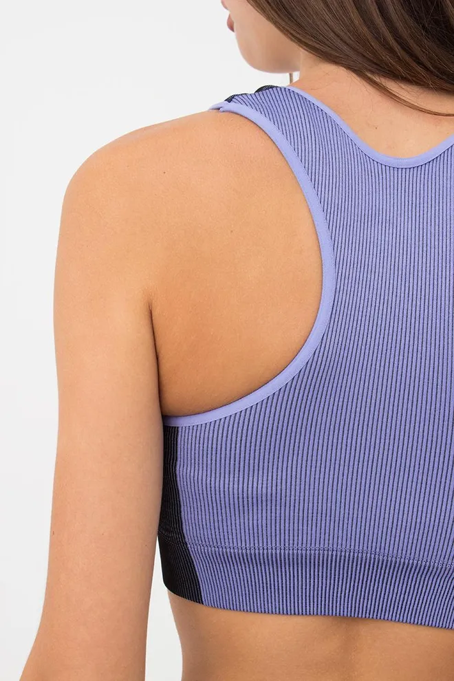 Безшовний топ зі вставкою у рубчик Top Color Block Giulia (very peri)