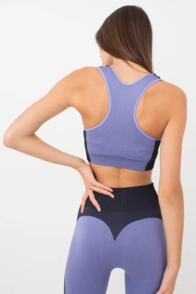 Безшовний топ зі вставкою у рубчик Top Color Block Giulia (very peri)