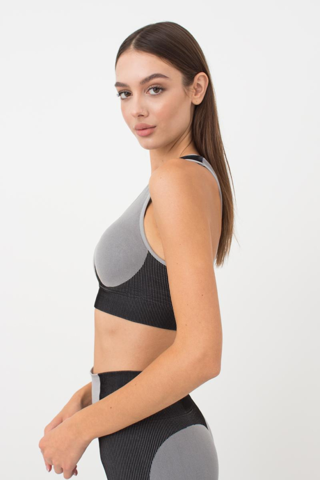Безшовний топ зі вставкою у рубчик Top Color Block Giulia (ultimate grey)