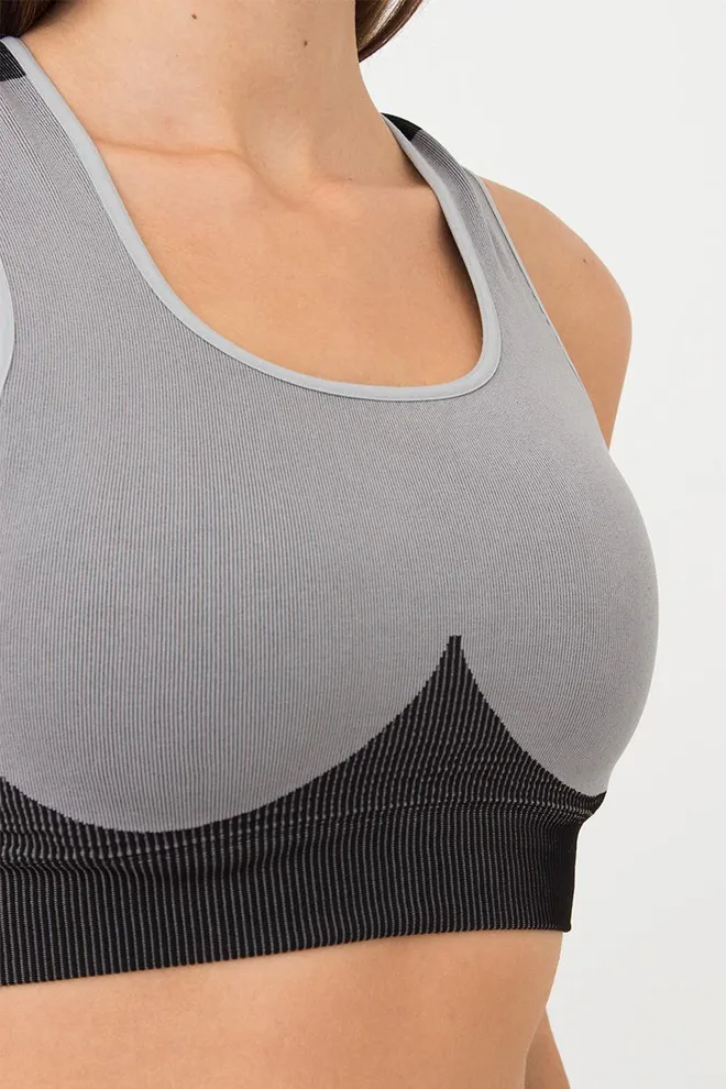 Безшовний топ зі вставкою у рубчик Top Color Block Giulia (ultimate grey)