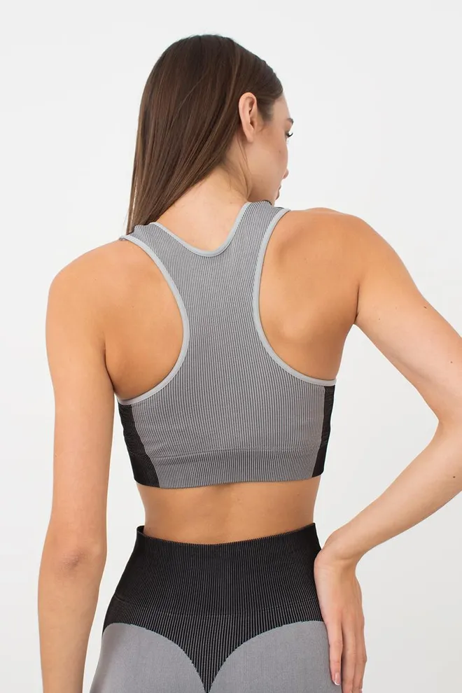 Безшовний топ зі вставкою у рубчик Top Color Block Giulia (ultimate grey)