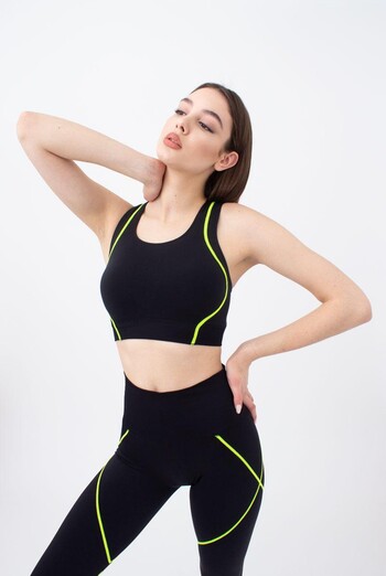 Спортивний топ Top neon stripe Giulia (black/yellow neon)