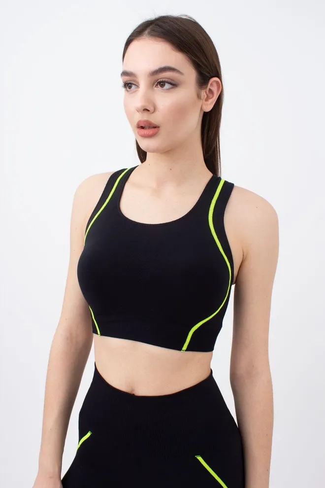 Спортивний топ Top neon stripe Giulia (black/yellow neon)