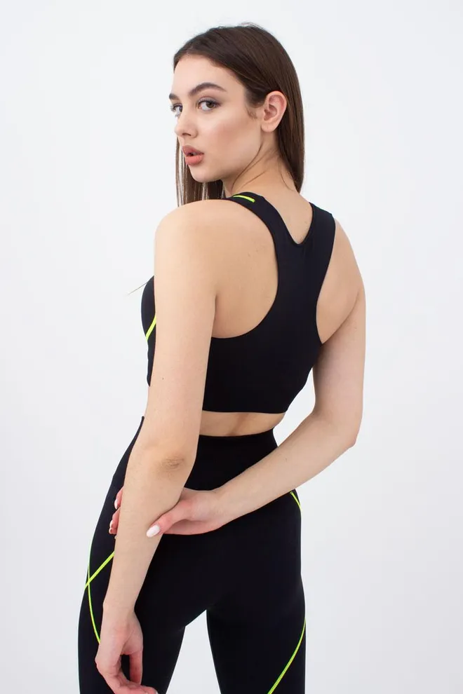 Спортивний топ Top neon stripe Giulia (black/yellow neon)