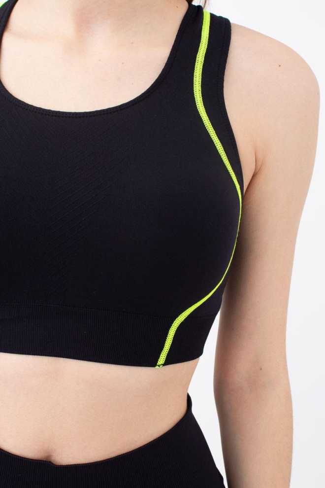 Спортивний топ Top neon stripe Giulia (black/yellow neon)