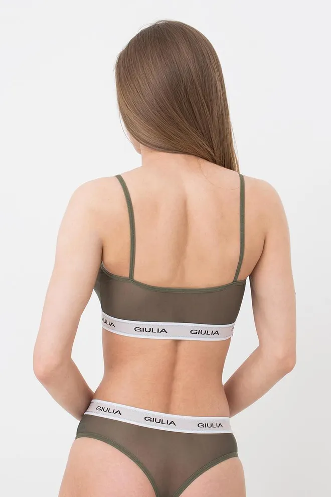 Прозорий топ у сітку на широкій резинці Top Net 4101/40 Giulia (khaki)