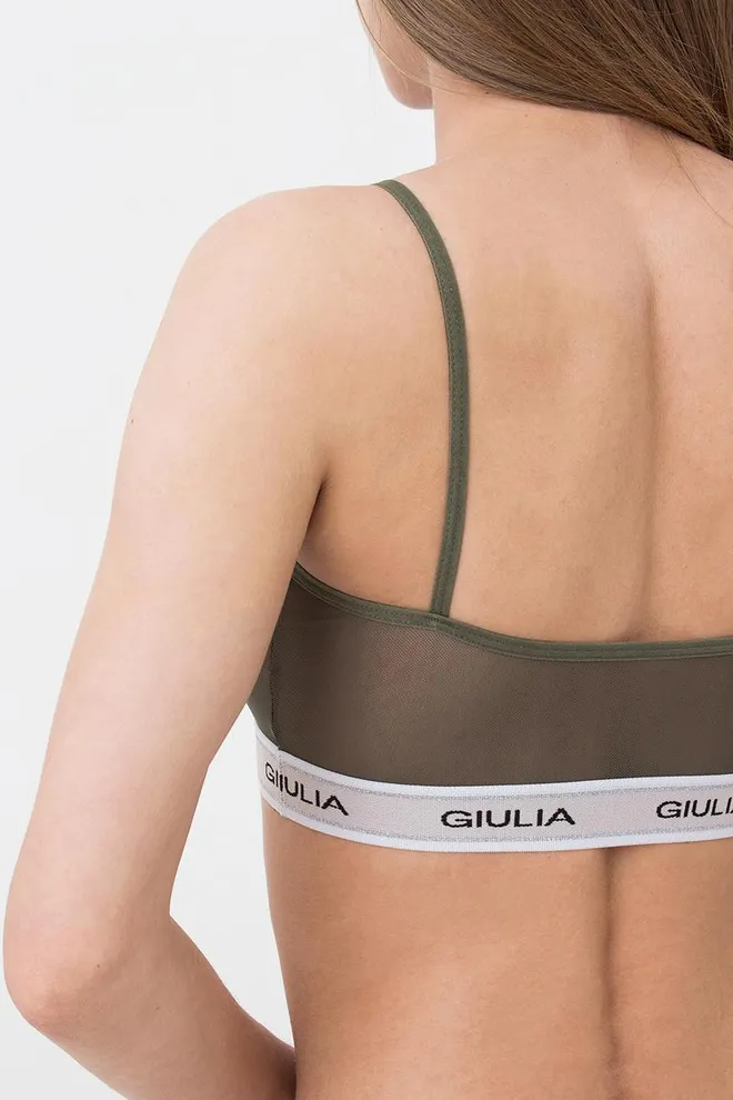 Прозорий топ у сітку на широкій резинці Top Net 4101/40 Giulia (khaki)