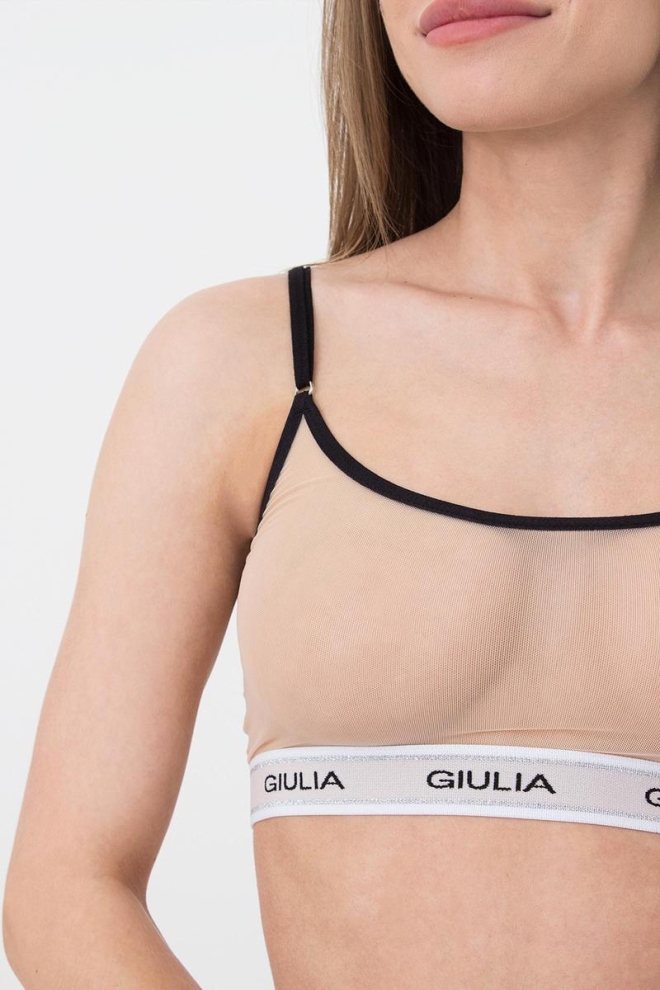 Прозорий топ у сітку на широкій резинці Top Net 4101/40 Giulia (beige/black)