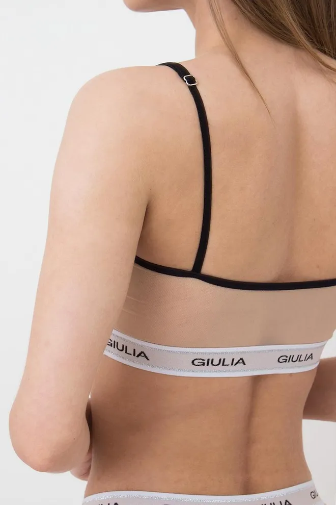 Прозорий топ у сітку на широкій резинці Top Net 4101/40 Giulia (beige/black)