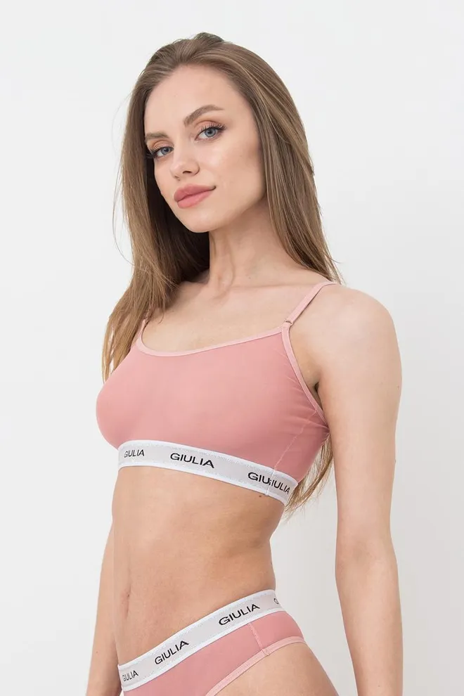 Прозорий топ у сітку на широкій резинці Top Net 4101/40 Giulia(powder)