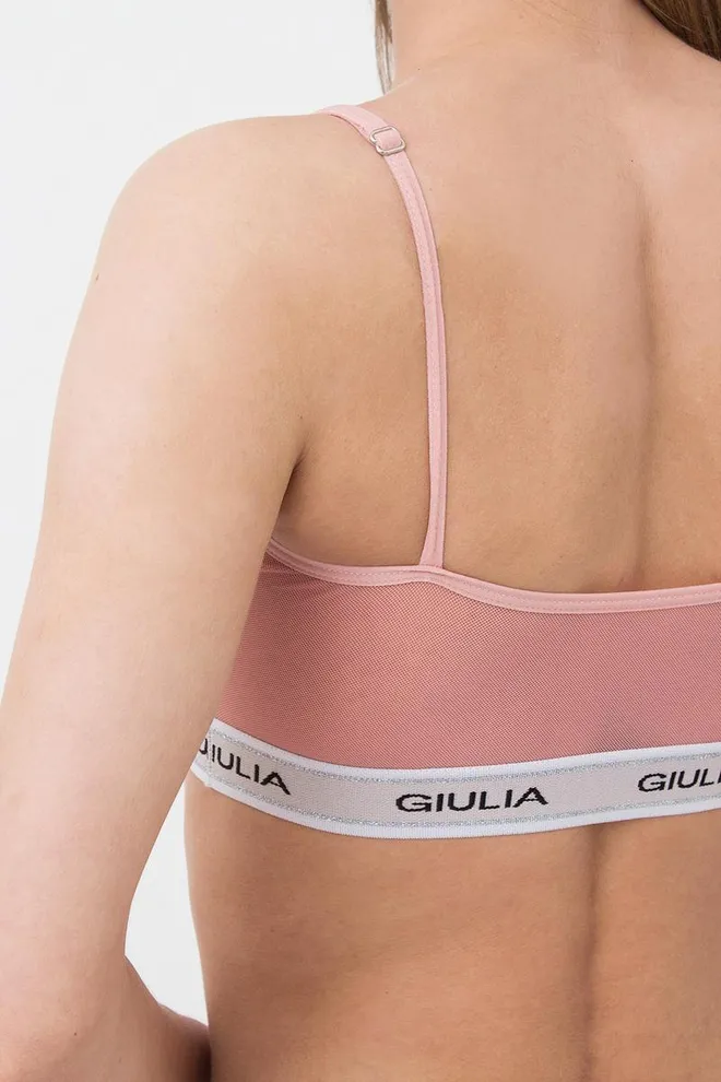 Прозорий топ у сітку на широкій резинці Top Net 4101/40 Giulia(powder)