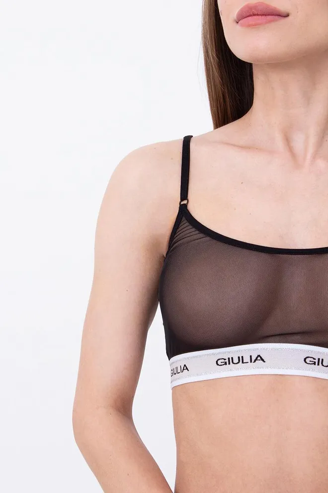 Прозорий топ у сітку на широкій резинці Top Net 4101/40 Giulia(black)