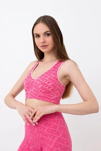 Безшовний топ в рубчик на широких бретелях Top rib wellness Giulia (без упаковки) (bubblegum)