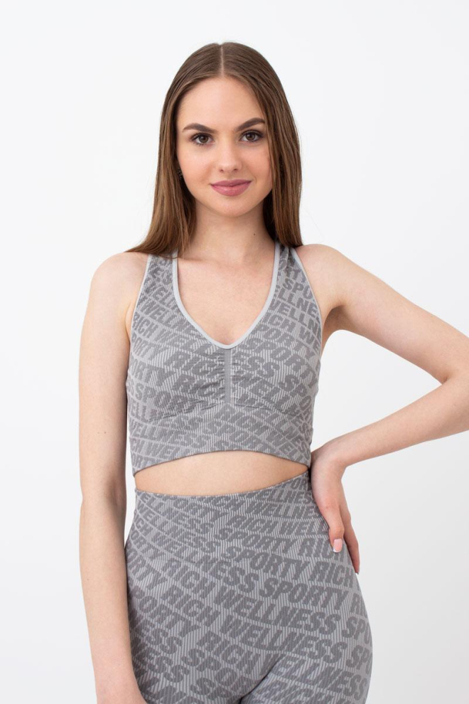 Безшовний топ в рубчик на широких бретелях Top rib wellness Giulia (без упаковки) (ultimate grey), сірий