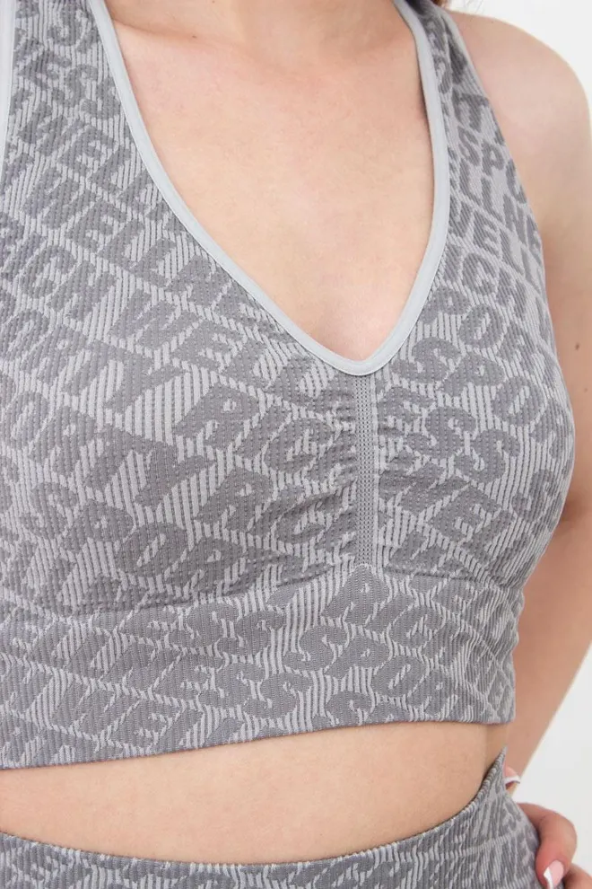 Бесшовный топ в рубчик на широких бретелях Top rib wellness Giulia (без упаковки) (ultimate grey), серый