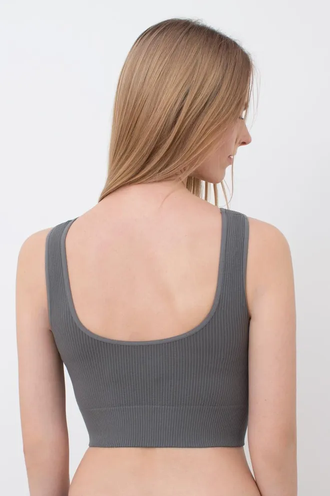 Безшовний топ в рубчик на широких бретелях TOP RIB Giulia (poppy seed), сірий