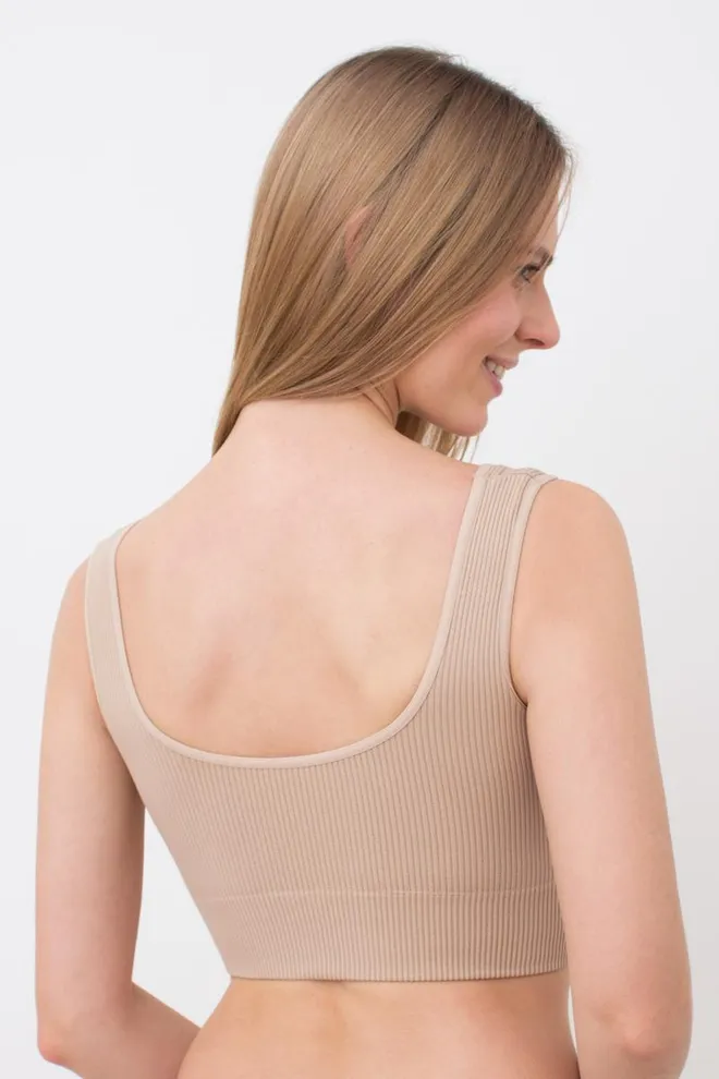 Безшовний топ в рубчик на широких бретелях TOP RIB Giulia (naturale), бежевий