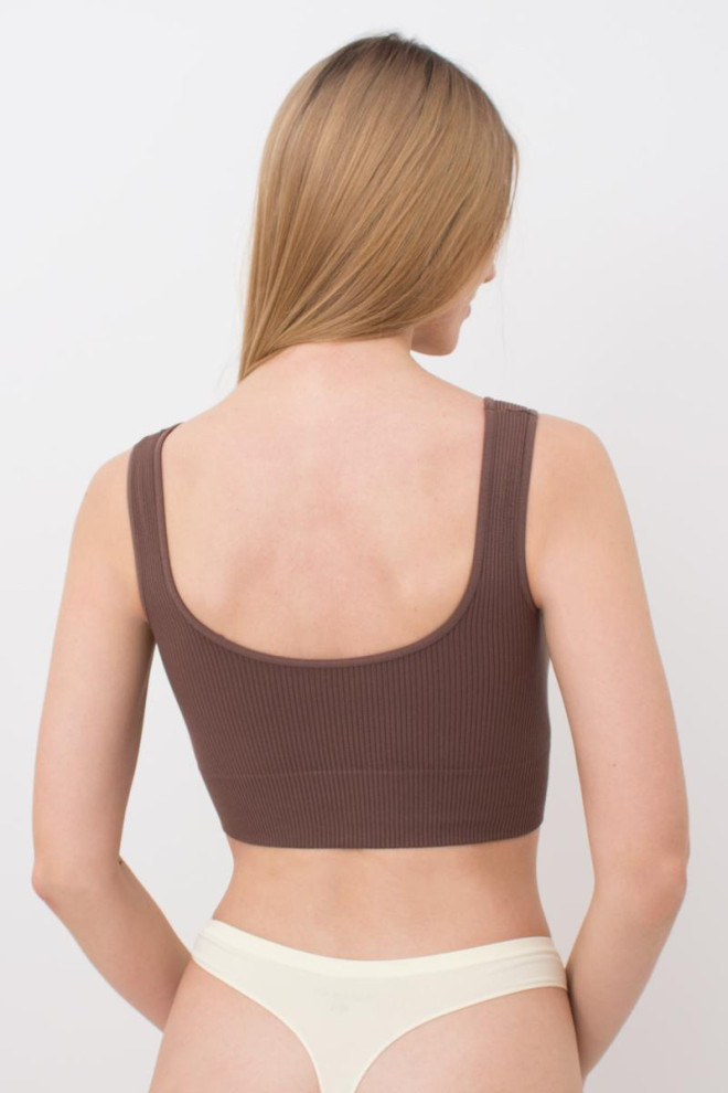 Безшовний топ в рубчик на широких бретелях TOP RIB Giulia (deep taupe), коричневий