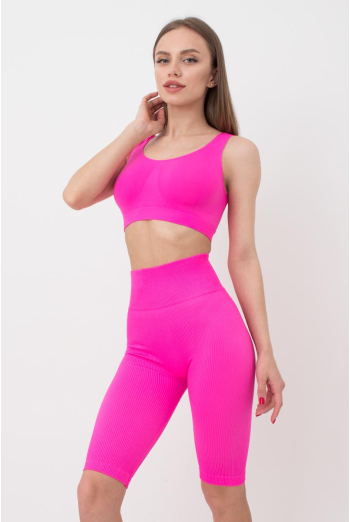 Велосипедки жіночі в рубчик Tracks rib Giulia (pink neon), рожевий