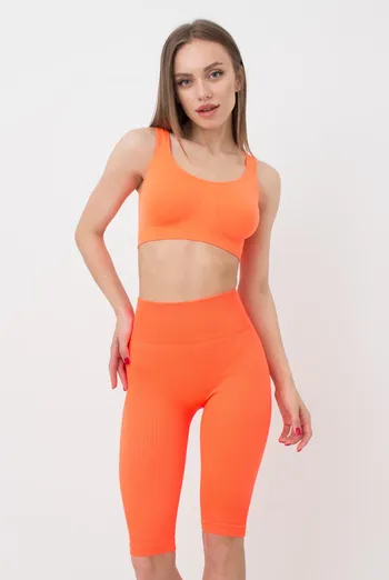 Велосипедки жіночі в рубчик Tracks rib Giulia (orange neon)