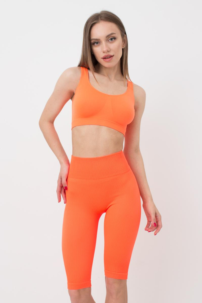 Велосипедки жіночі в рубчик Tracks rib Giulia (orange neon)