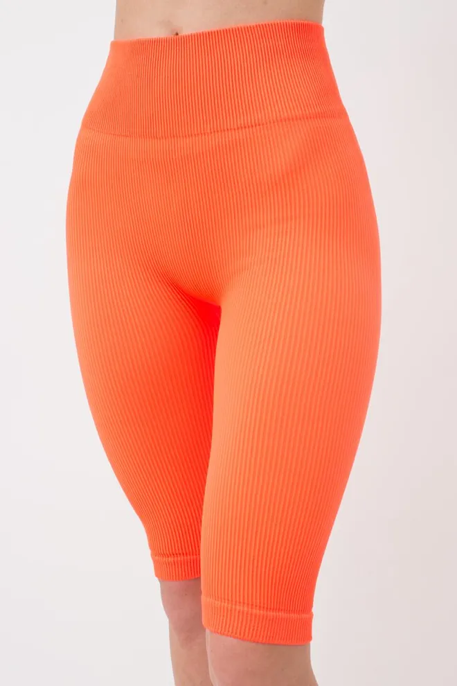 Велосипедки женские в рубчик Tracks rib Giulia (orange neon)