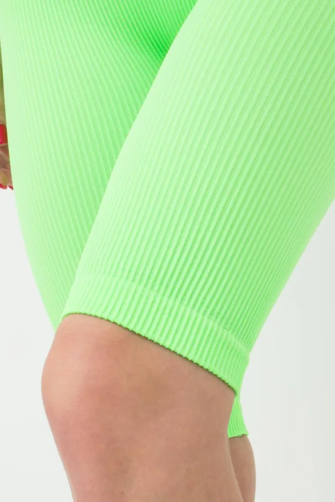 Велосипедки жіночі в рубчик TRACKS RIB Giulia (green neon), зелений